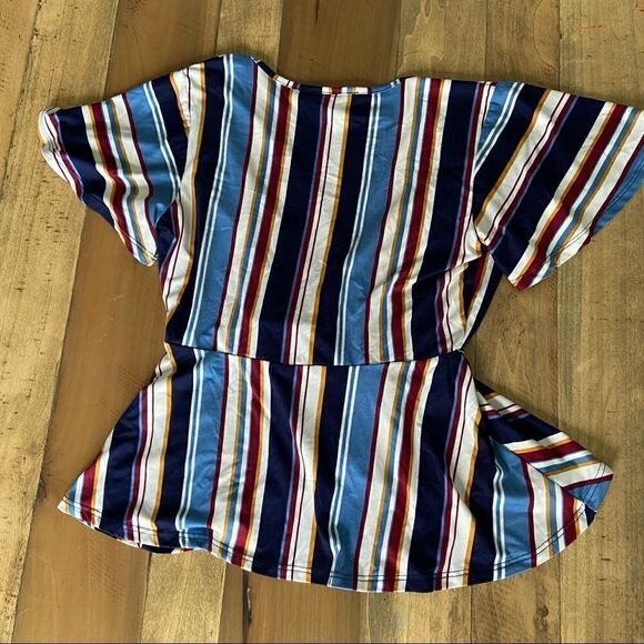 Caution to the Wind Striped Wrap Shirt - size Large - Picture 4 of 4